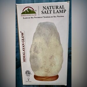 White Natural Salt Lamp with Wooden Base